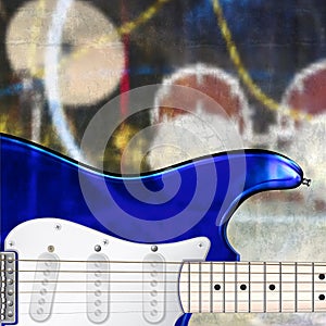 Abstract grunge background with electric guitar