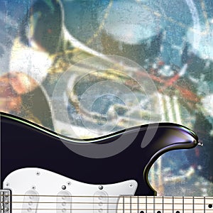 Abstract grunge background with electric guitar