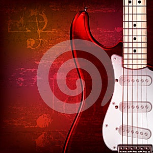 Abstract grunge background with electric guitar