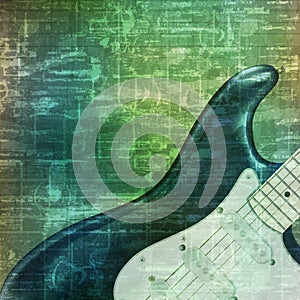 Abstract grunge background with electric guitar