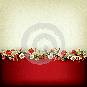 Abstract grunge background with floral ornament