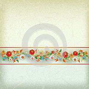 Abstract grunge background with floral ornament