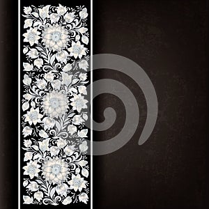 Abstract grunge background with floral ornament