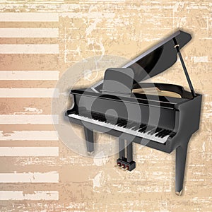 Abstract grunge background with grand piano