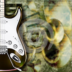 Abstract grunge background guitar and musical inst