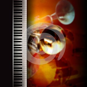 Abstract grunge background with piano and trumpet