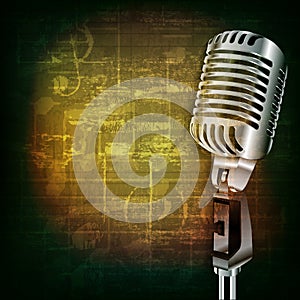 Abstract grunge background with retro microphone