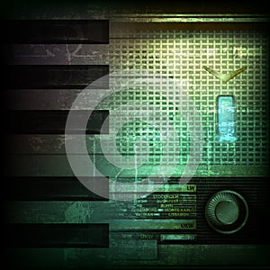 Abstract grunge background with retro radio