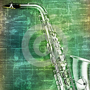 Abstract grunge background with saxophone