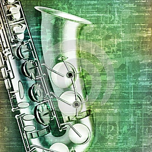 Abstract grunge background with saxophone