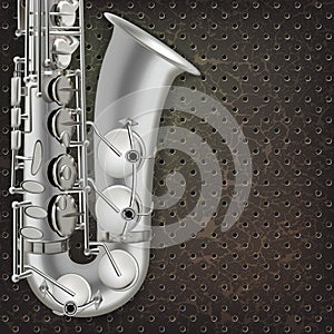 Abstract grunge background saxophone and musical instruments