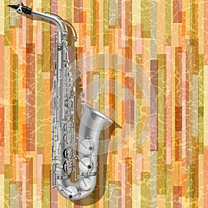 Abstract grunge background saxophone and musical instruments