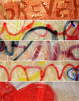 Abstract grunge banners set. City walls