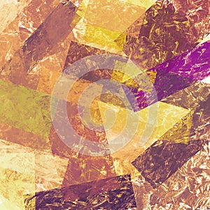 Abstract grunge collage with brush strokes, geometric elements. Grungy colorful background with red, yellow, orange,old gold color