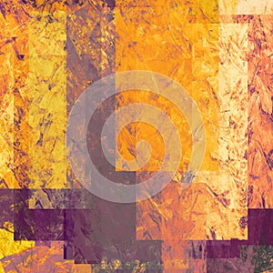 Abstract grunge collage with brush strokes, geometric elements. Grungy colorful background with red, yellow, orange,old gold color