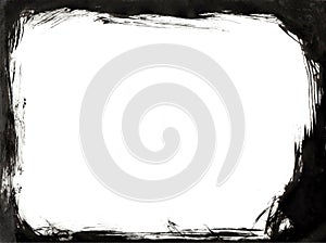 Abstract grunge frame drawn by hand. Black and white Background drops, paint stains, ink template, copy space for your design,