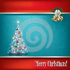 Abstract grunge green background with Christmas decorations