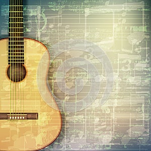 Abstract grunge music background with acoustic guitar