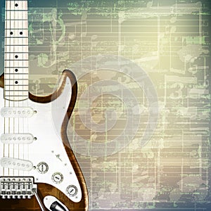 Abstract grunge music background with electric guitar