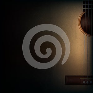 Abstract grunge music background with guitar on bl
