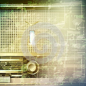 Abstract grunge music background with retro radio