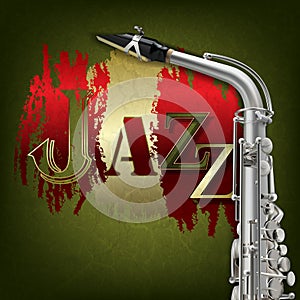 Abstract grunge music background with saxophone