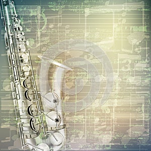 Abstract grunge music background with saxophone