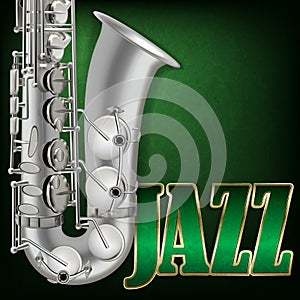 Abstract grunge music background with word Jazz and saxophone