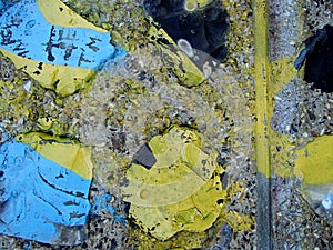 Abstract Grunge Paint Marks on Flint and Cement Wall