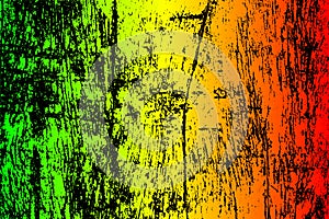 grunge painted scratched texture background . EPS10 illustration reggae colors green, yellow, red photo
