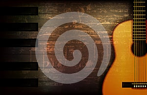 Abstract grunge piano background with acoustic guitar