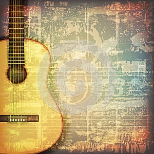 Abstract grunge piano background with acoustic guitar