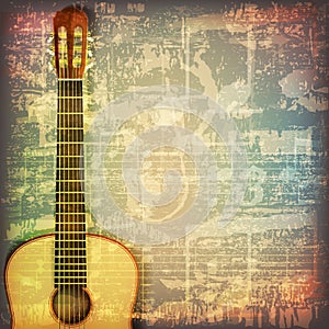 Abstract grunge piano background with acoustic guitar