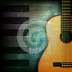 Abstract grunge piano background with acoustic guitar