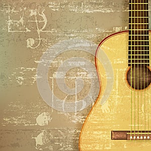 Abstract grunge piano background with acoustic guitar