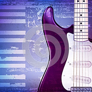 Abstract grunge piano background with electric guitar