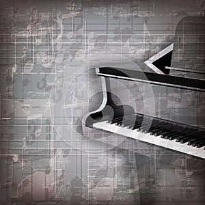 Abstract grunge piano background with grand piano