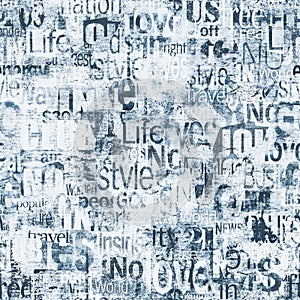 Abstract grunge urban chaotic seamless pattern with words, letters