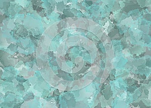 Abstract grunge watercolor background like ink drips in green, blue and gray