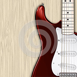 Abstract grunge wooden background with electric guitar