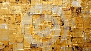 Abstract Grungy Patchwork Painting With Metallic Rectangles