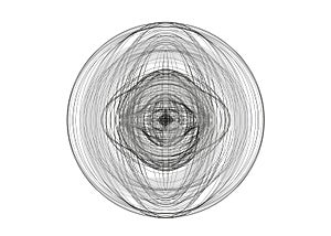 Abstract guilloched object Black vector isolated on a white background