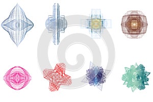 Abstract guilloched object color vector isolated on a white background photo