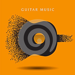 Abstract guitar background made with notes