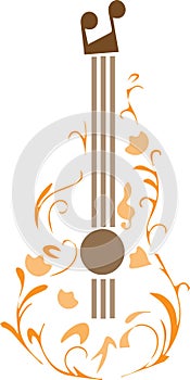 Abstract guitar tatoo clipart design on white