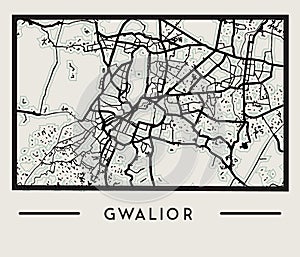 Abstract Gwalior City Map - Stock Illustration