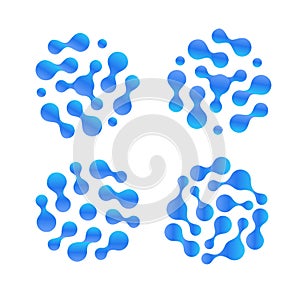 Abstract h2o liquid drop vector icon set. Purified distilled water logo. Air humidity illustration.