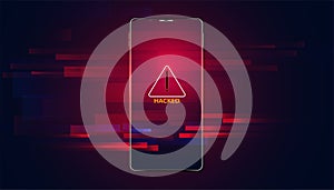 Abstract hack warning concept phone interface screen red system warning