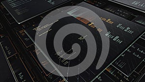 Abstract hacker screen with cracking password and data decryption, seamless loop. Animation. Automatic malware