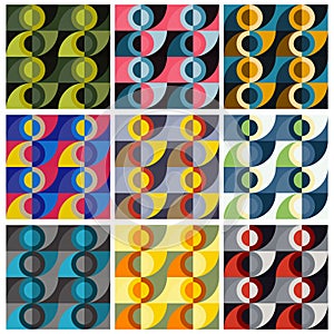 Abstract half circle flow seamless pattern with colour combinations.